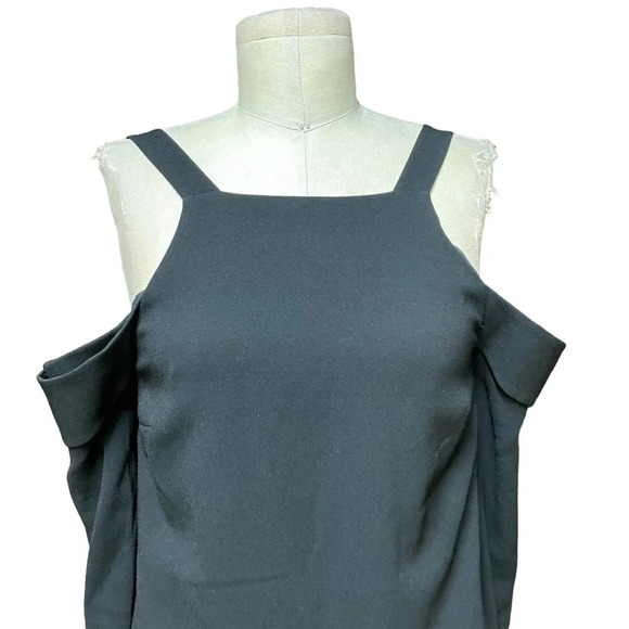 Tibi Black Cold-Shoulder Square Neck Dress Size US 2 - Picture 3 of 13